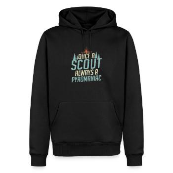 Flame Keeper Scout: Pyromaniac at Heart Tee - Männer Premium Bio Hoodie - Schwarz - Vorne - Nico (187cm)