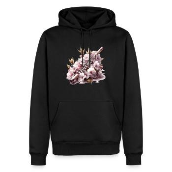 Zarte Flöte auf Kirschblütenbett - Männer Premium Bio Hoodie - Schwarz - Vorne - Nico (187cm)