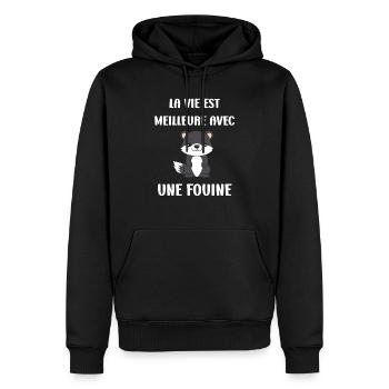 Humour petite fouine - Sweat à capuche Premium bio Homme - noir - Devant - Nico (187cm)