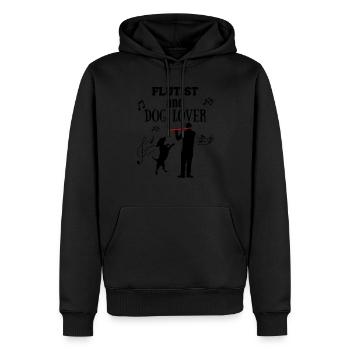 Flutist and Dog Lover Gift - Men’s Premium Organic Hoodie - black - Front - Nico (187cm)
