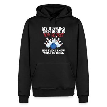 Ma Technique de Bowling Secret Funny Bowler - Sweat à capuche Premium bio Homme - noir - Devant - Nico (187cm)