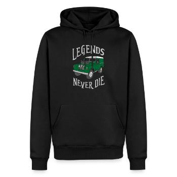 LR Serie 2 Landy, Land - Rover - Classic Motiv (g) - Männer Premium Bio Hoodie - Schwarz - Vorne - Nico (187cm)