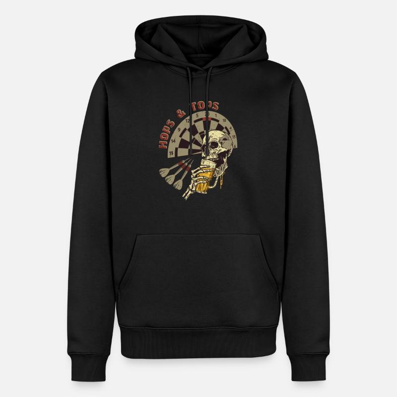 Fléchettes Houblon & Tops - Sweat à capuche Premium bio Homme - noir