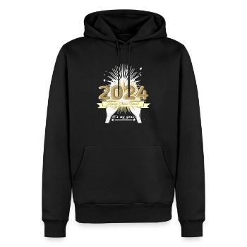 Nouvel An 2024 - Sweat à capuche Premium bio Homme - noir - Devant - Nico (187cm)