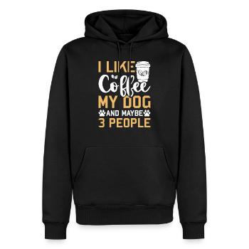 Ich mag Kaffee, mein Hund und vielleicht 3 Leute - Männer Premium Bio Hoodie - Schwarz - Vorne - Nico (187cm)