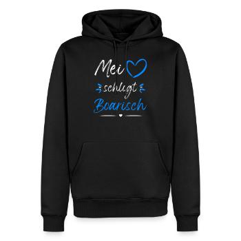 Mei Herz schlogt BOARISCH! Dialekt Bayern Style - Männer Premium Bio Hoodie - Schwarz - Vorne - Nico (187cm)