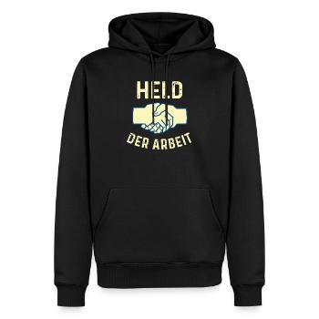 Held Der Arbeit - Ostalgie - Männer Premium Bio Hoodie - Schwarz - Vorne - Nico (187cm)