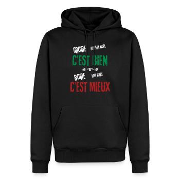Männer, Frauen, Humorvoll, Humorvolles T-Shirt-Geschenk - Männer Premium Bio Hoodie - Schwarz - Vorne - Nico (187cm)