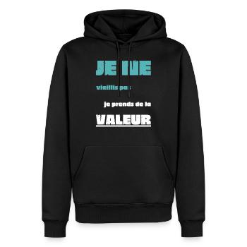 Männer, Frauen, Humorvoll, Humorvolles T-Shirt-Geschenk - Männer Premium Bio Hoodie - Schwarz - Vorne - Nico (187cm)