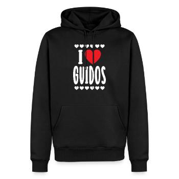 prénom t-shirt j’aime Guido t-shirt idée cadeau - Sweat à capuche Premium bio Homme - noir - Devant - Nico (187cm)