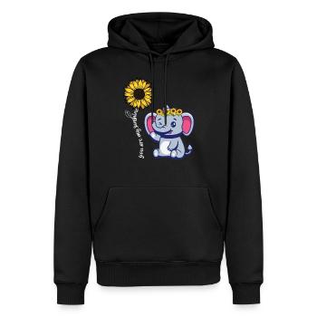 You Are My Sunshine Elefant T-Shirt - Sonnenblumenkrone - Männer Premium Bio Hoodie - Schwarz - Vorne - Nico (187cm)