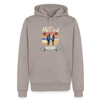 juste, marié, années, il y a, hommes, femmes, argent - Sweat à capuche Premium bio Homme - taupe - Devant - Nico (187cm)