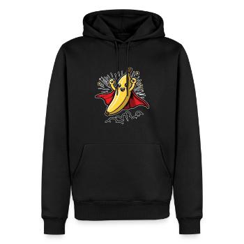 Super-héros banane - Sweat à capuche Premium bio Homme - noir - Devant - Nico (187cm)