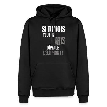 cadeau homme, femme, humour, t-shirt humoristique - Sweat à capuche Premium bio Homme - noir - Devant - Nico (187cm)