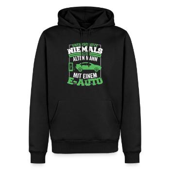 Unterschätze Niemals Einen Alten Mann Mit Einem E- - Männer Premium Bio Hoodie - Schwarz - Vorne - Nico (187cm)