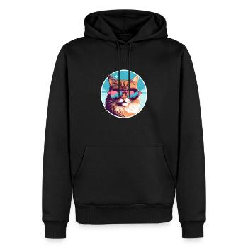 Sun-Purred Kitty Gleam - Männer Premium Bio Hoodie - Schwarz - Vorne - Nico (187cm)
