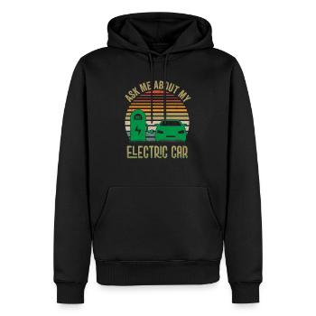 Ask Me About My Electric Car Driver EV Car - Männer Premium Bio Hoodie - Schwarz - Vorne - Nico (187cm)