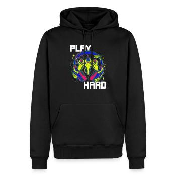 Play Hard Gamer Controller Neon Design - Männer Premium Bio Hoodie - Schwarz - Vorne - Nico (187cm)