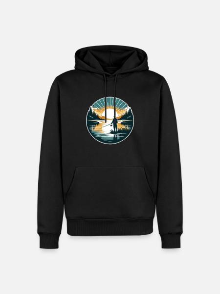 Serene Sunrise Fishing - Peaceful Morning Lake - Men’s Premium Organic Hoodie - black