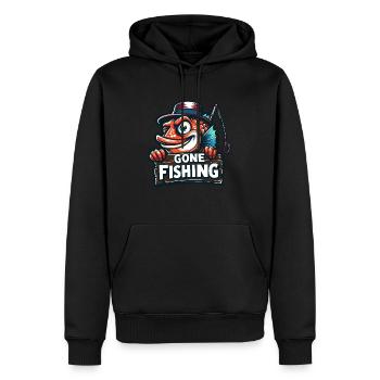 Freche Fische zum Angeln gegangen - Humorvolles Angeldesign - Männer Premium Bio Hoodie - Schwarz - Vorne - Nico (187cm)