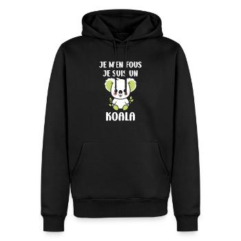 Humour petit bébé koala - Sweat à capuche Premium bio Homme - noir - Devant - Nico (187cm)