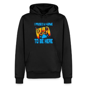 Gamer Pause Engagement – Spielecontroller Design - Männer Premium Bio Hoodie - Schwarz - Vorne - Nico (187cm)