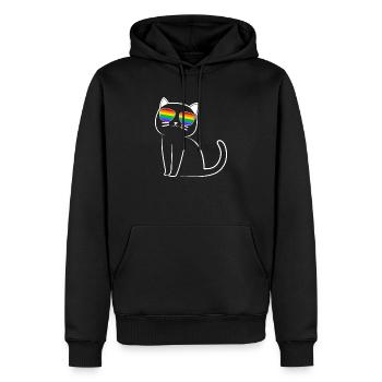 Chat LGBT Design Gay Lesbienne Lunettes De Soleil - Sweat à capuche Premium bio Homme - noir - Devant - Nico (187cm)