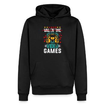 Gamer Valentine - Love & Play Controller Herz-T-Shirt - Männer Premium Bio Hoodie - Schwarz - Vorne - Nico (187cm)