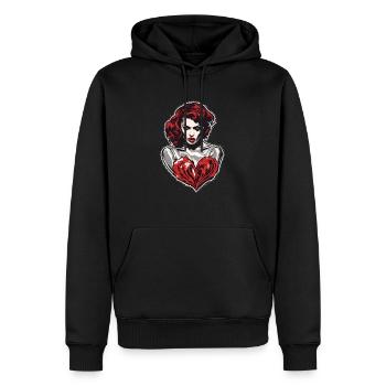 Rothaarige starke Frau mit rotem Herz rote Haare - Männer Premium Bio Hoodie - Schwarz - Vorne - Nico (187cm)