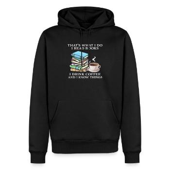 Das ist es, was ich tue, ich lese Bücher, ich trinke Kaffee - Männer Premium Bio Hoodie - Schwarz - Vorne - Nico (187cm)