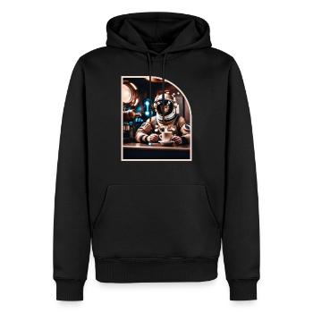 Barista de la Voie lactée - Sweat à capuche Premium bio Homme - noir - Devant - Nico (187cm)
