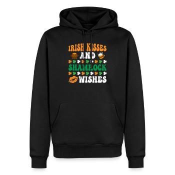 Irish Kisses And Shamrock Wishes St. Patrick's Day - Men’s Premium Organic Hoodie - black - Front - Nico (187cm)
