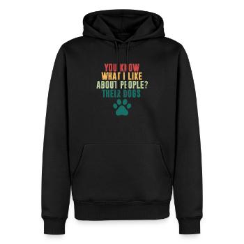 Lustig, weißt du, was ich an Menschen, ihren Hunden mag - Männer Premium Bio Hoodie - Schwarz - Vorne - Nico (187cm)
