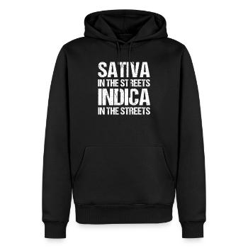 Drôle De Cadeau De Stoner De L’herbe Sativa Dans Les Rues Indica - Sweat à capuche Premium bio Homme - noir - Devant - Nico (187cm)