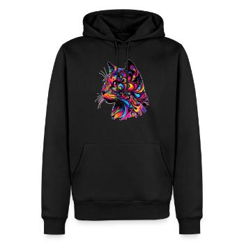 Chat - Sweat à capuche Premium bio Homme - noir - Devant - Nico (187cm)