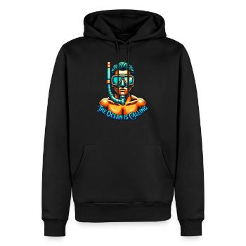 Plongée en apnée : l’océan vous appelle - Sweat à capuche Premium bio Homme - noir - Devant - Nico (187cm)