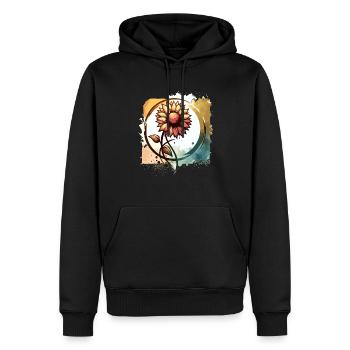 Sonnenblume mit Stiel gezeichnet - Männer Premium Bio Hoodie - Schwarz - Vorne - Nico (187cm)