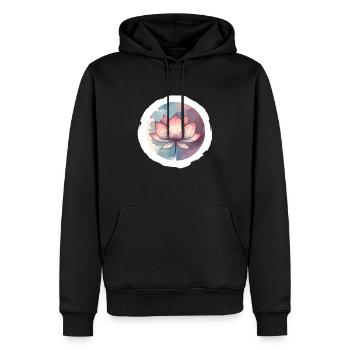 Lotusblüte gezeichnet - Männer Premium Bio Hoodie - Schwarz - Vorne - Nico (187cm)