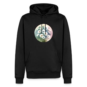 Gänseblümchen gezeichnet - Männer Premium Bio Hoodie - Schwarz - Vorne - Nico (187cm)