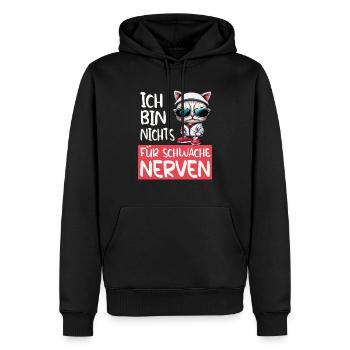 Ich bin Nix für Schwache Nerven - Lustige Katze - Männer Premium Bio Hoodie - Schwarz - Vorne - Nico (187cm)