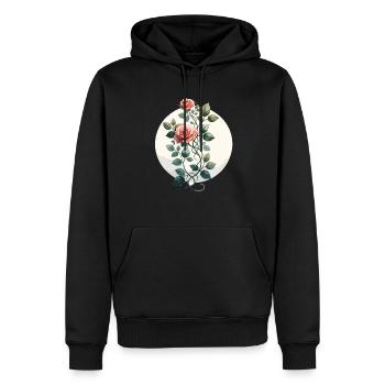 Rosenranke gezeichnet - Männer Premium Bio Hoodie - Schwarz - Vorne - Nico (187cm)