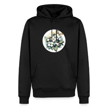 Jasmin dessiné - Sweat à capuche Premium bio Homme - noir - Devant - Nico (187cm)