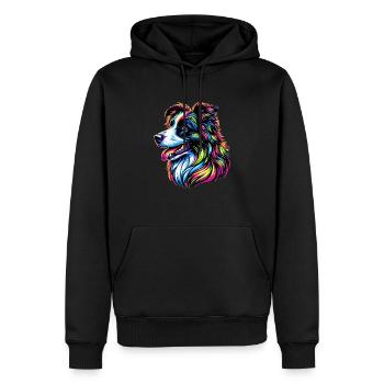 Chien Border Collie - Sweat à capuche Premium bio Homme - noir - Devant - Nico (187cm)
