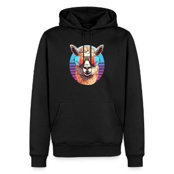 Alpaka mit Sonnenbrille - Männer Premium Bio Hoodie - Schwarz - Vorne - Nico (187cm)