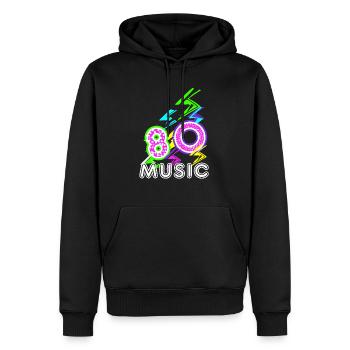années 80 - Sweat à capuche Premium bio Homme - noir - Devant - Nico (187cm)