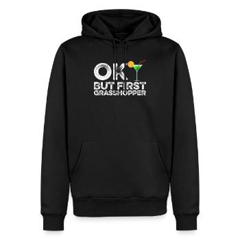 OK Mais First Grasshopper Funny Mint Cocktail Wine - Sweat à capuche Premium bio Homme - noir - Devant - Nico (187cm)
