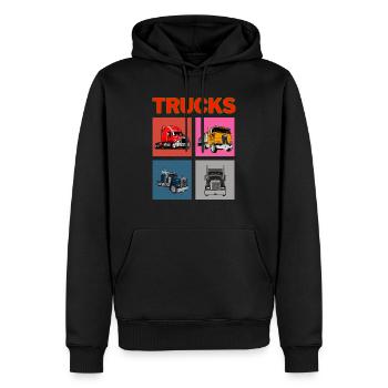 Camions - Sweat à capuche Premium bio Homme - noir - Devant - Nico (187cm)