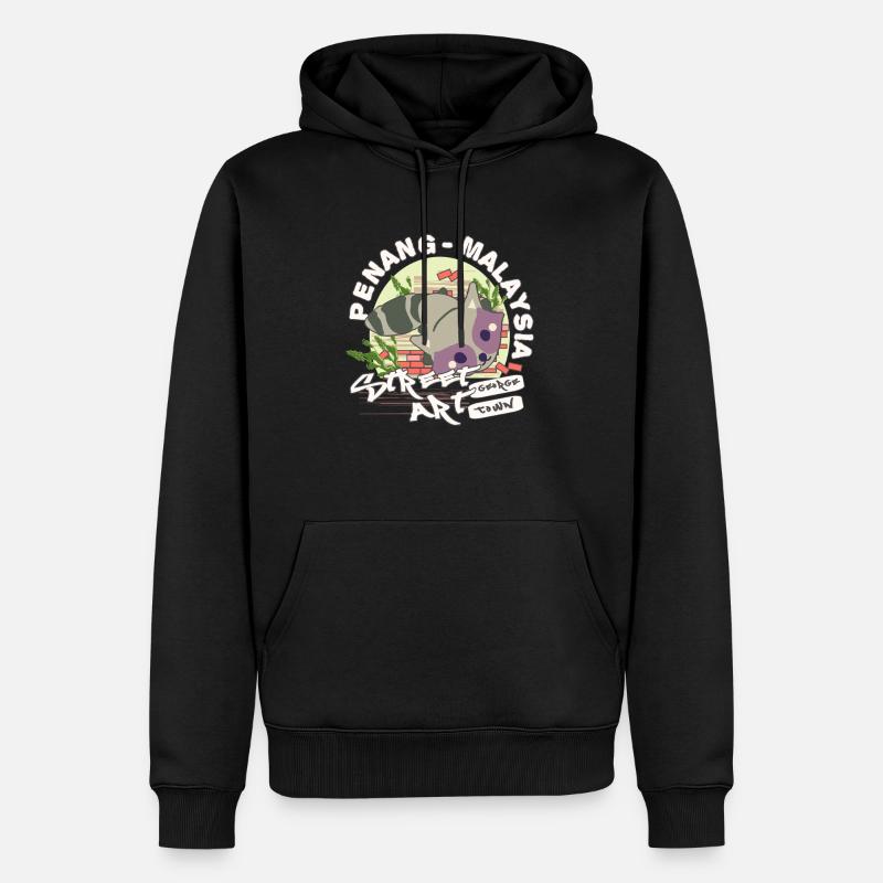 Waschbär Graffiti - Männer Premium Bio Hoodie - Schwarz
