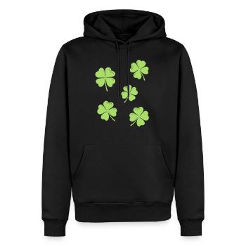 Trèfle à quatre feuilles St Patrick’s Day Luck - Sweat à capuche Premium bio Homme - noir - Devant - Nico (187cm)