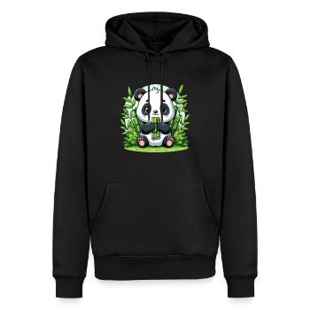 Panda in bamboo forest - Men’s Premium Organic Hoodie - black - Front - Nico (187cm)